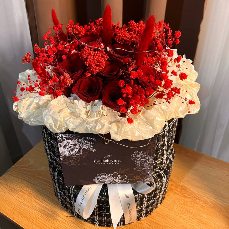 Million Roses with Preserved Fillers | 12 Premium Roses | Round Blooms