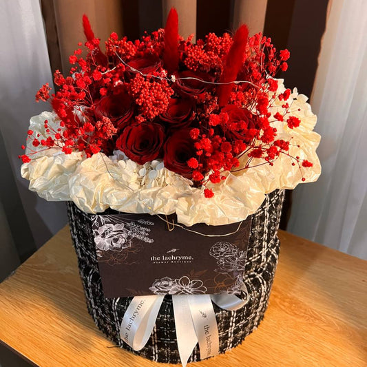 Million Roses with Preserved Fillers | 12 Premium Roses | Round Blooms