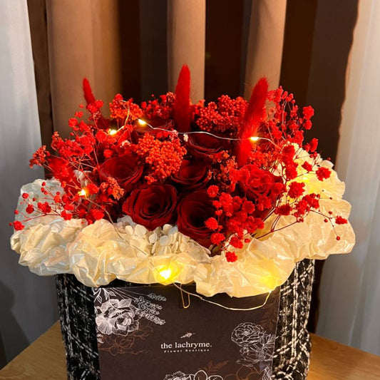 Million Roses with Preserved Fillers | 12 Premium Roses | Round Blooms