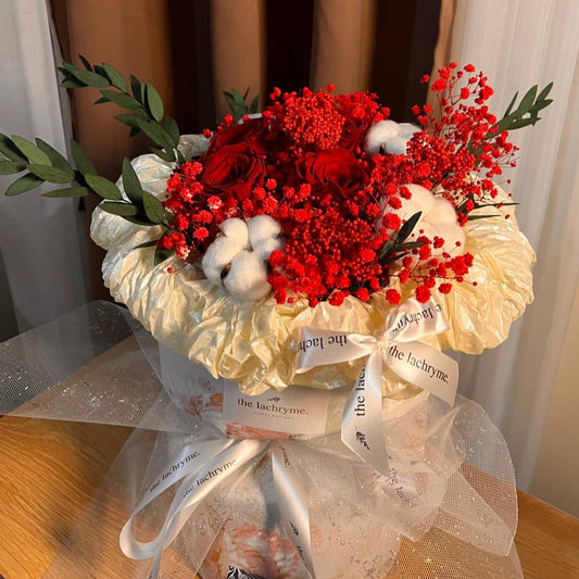 Celine in Red | Preserved Blooms | Round Blooms in Deluxe